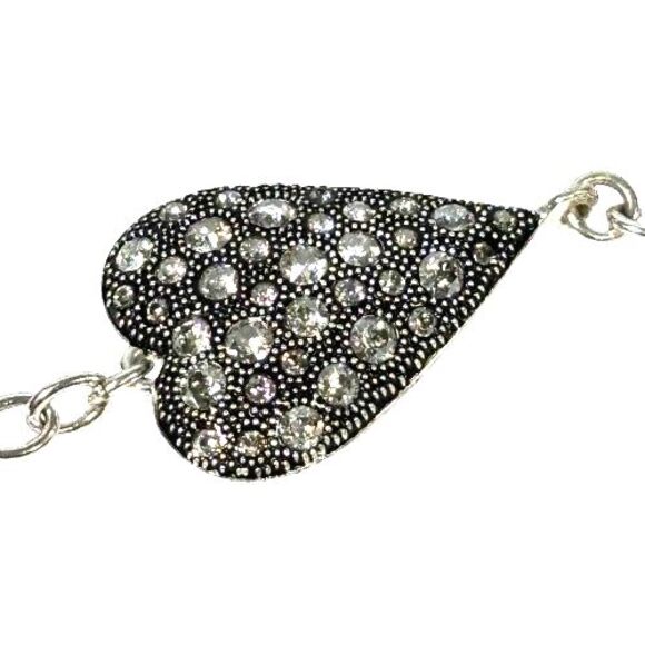 BRIGHTON GLISTEN HEART Clear Crystal Silver Bracelet Reversible JF8131 NWOT $72 - Picture 4 of 11